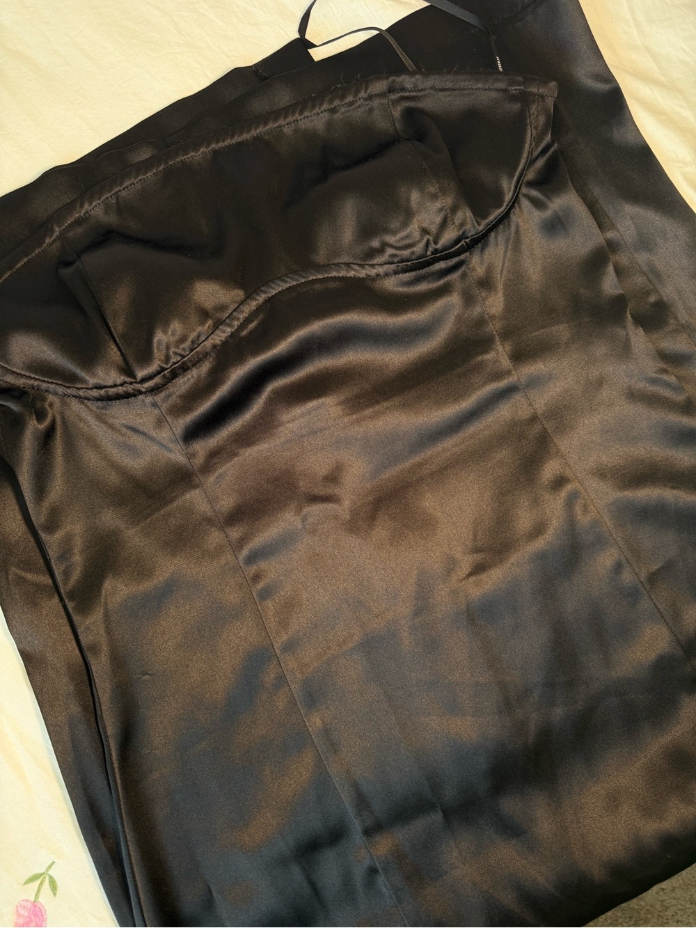 Forever 21 Strapless Black Satin Midi Dress